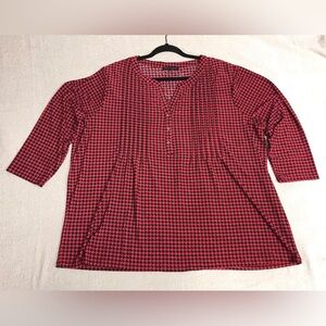 Napa Valley houndstooth red and black blouse 1X